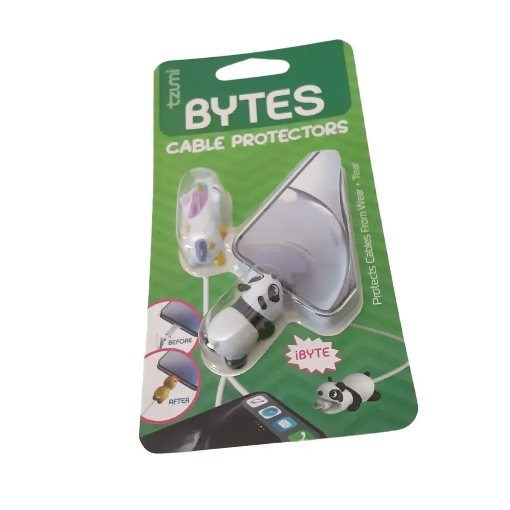 Tzumi Bytes Cable Protectors Rubber Panda & Unicorn 2pk Travel Protection